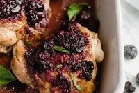 Blueberry Balsamic Glazed Chicken Thighs