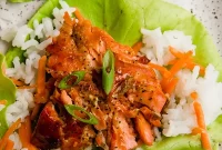 Honey Glazed Teriyaki Salmon Lettuce Wraps