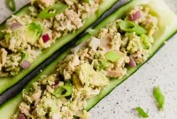 Creamy Avocado Tuna Salad Cucumber Boats Paleo Whole30 Keto AIP