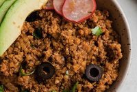 Paleo Gluten-Free Ground Beef Cauliflower Rice Enchilada Bowls