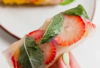 Fresh Fruit Summer Rolls with Tangy Yogurt Dip