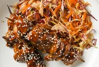 Teriyaki Chicken Skewers and Slaw