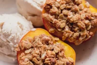 Healthy Air Fryer Peach Crisp Gluten Free Dairy Free