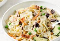 Irresistible Gluten-Free Dairy-Free Bacon Ranch Bow Tie Pasta Salad