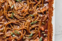 Gluten-Free Baked Honey Garlic Chicken Noodles