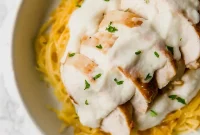 Guilt Free Chicken Alfredo with Squash Pasta