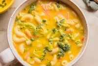 Vegan Broccoli Cheesy Noodle Soup