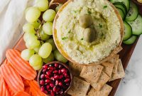 AIP Whole30 Approved Paleo Charcuterie Board with Creamy Cauliflower Artichoke Hummus