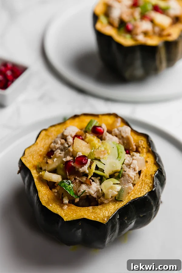 Turkey Stuffed Acorn Squash – a perfect healthy main or side dish for fall, paleo, whole30, and AIP friendly.