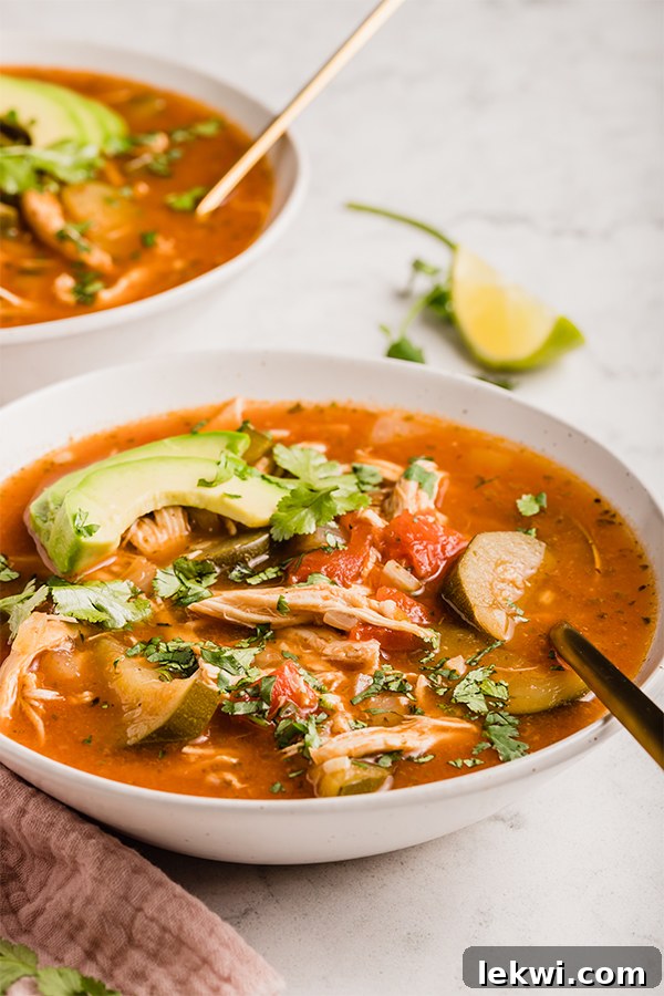 instant pot chicken no-tortilla soup in bowl