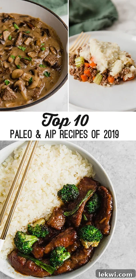 Photos of beef and broccoli, shepherd's pie, and beef stroganoff with text reading 