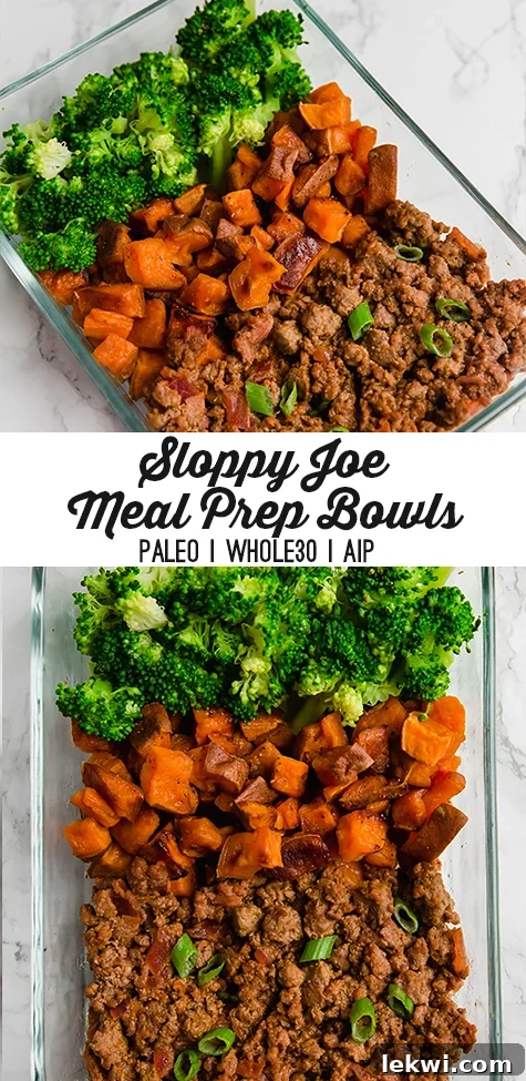 Sloppy Joe Meal Prep Bowls pin image for Pinterest