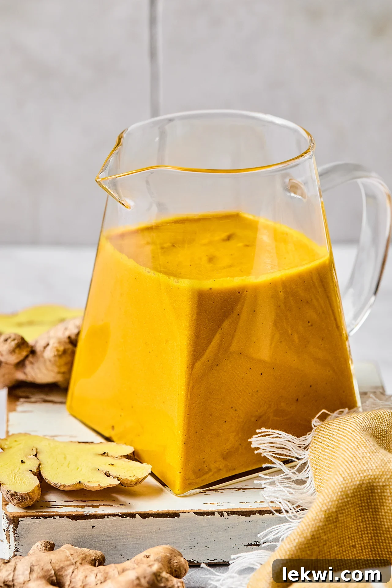 Japanese ginger dressing in a pitcher.