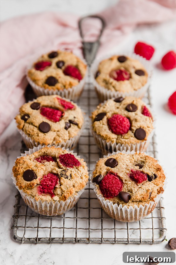 Freshly Baked Raspberry Chocolate Chip Banana Muffins