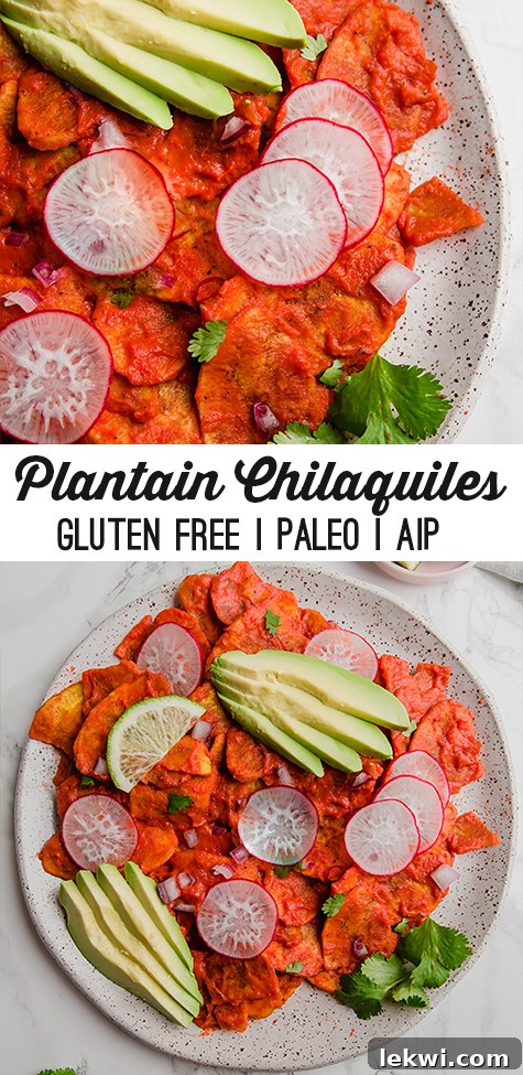 A visually appealing Pinterest graphic featuring Plantain Chilaquiles, designed for sharing.