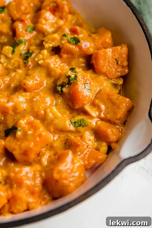 Sweet potato curry in a pan