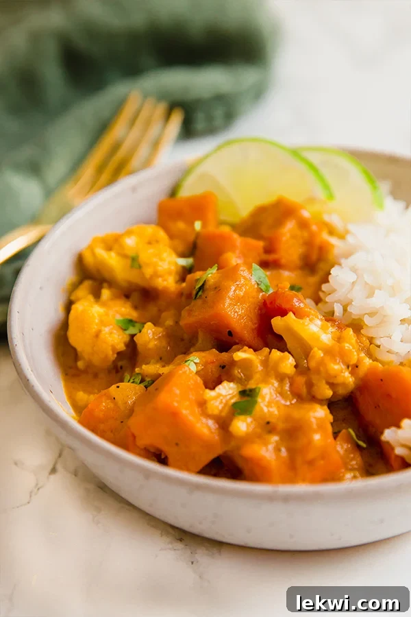 Sweet Potato Cauliflower Curry with rice