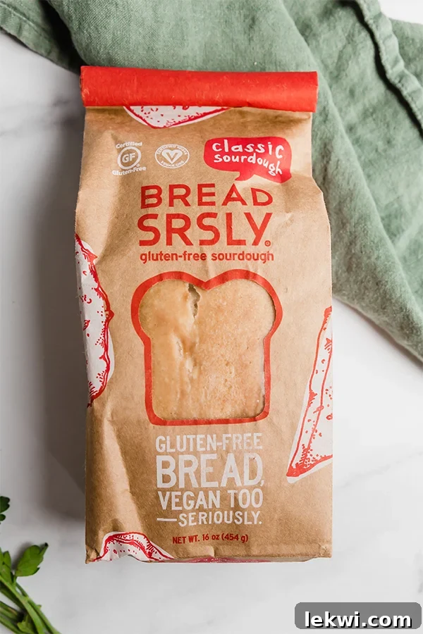 A loaf of Bread Srsly gluten-free sourdough in the package.