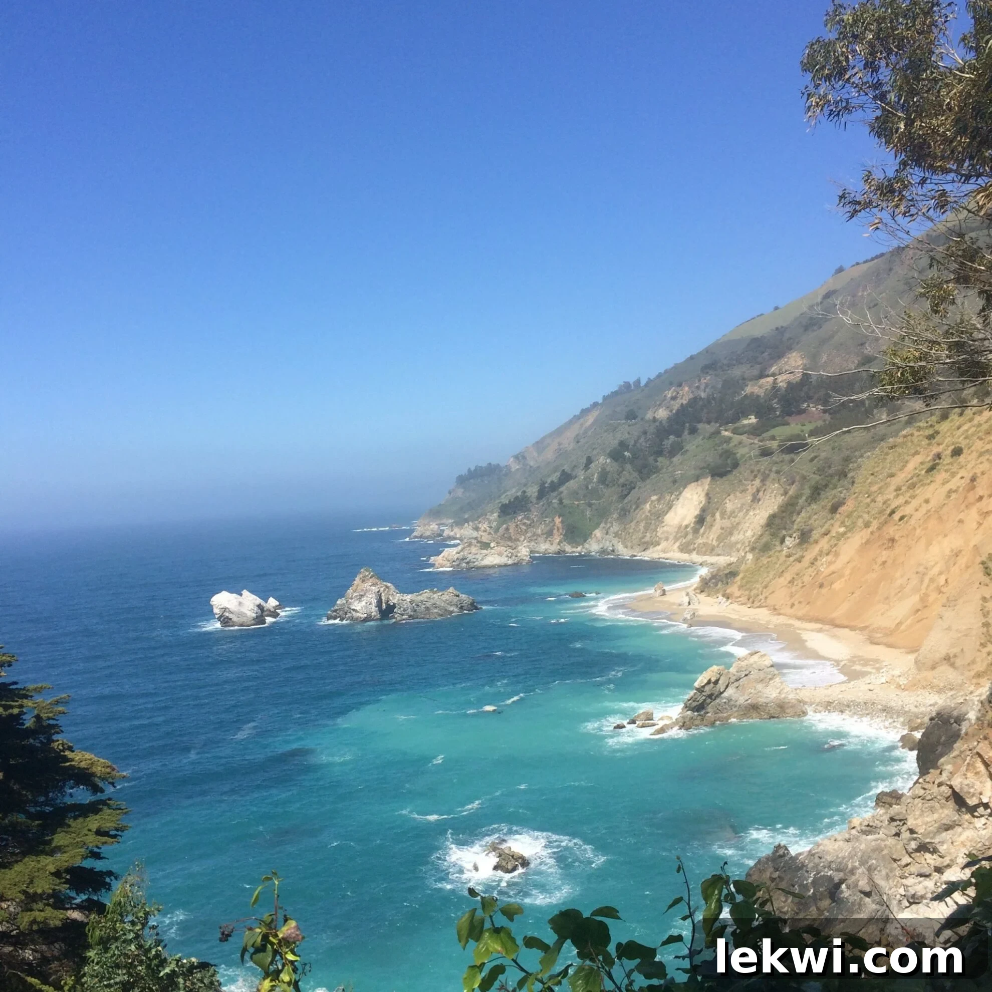 A stunning panoramic view of Julia Pfeiffer Burns State Park, showcasing the dramatic coastline and ocean waves.