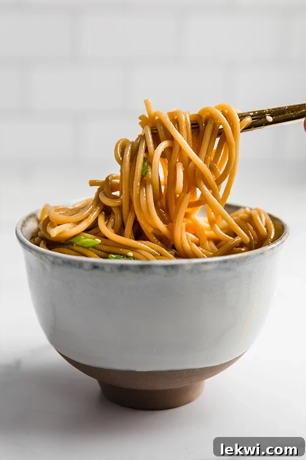 hibachi noodles in bowl with chopsticks