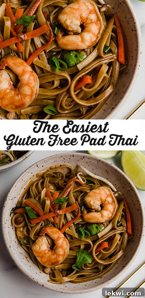 Collage with text "The Easiest Gluten Free Pad Thai."