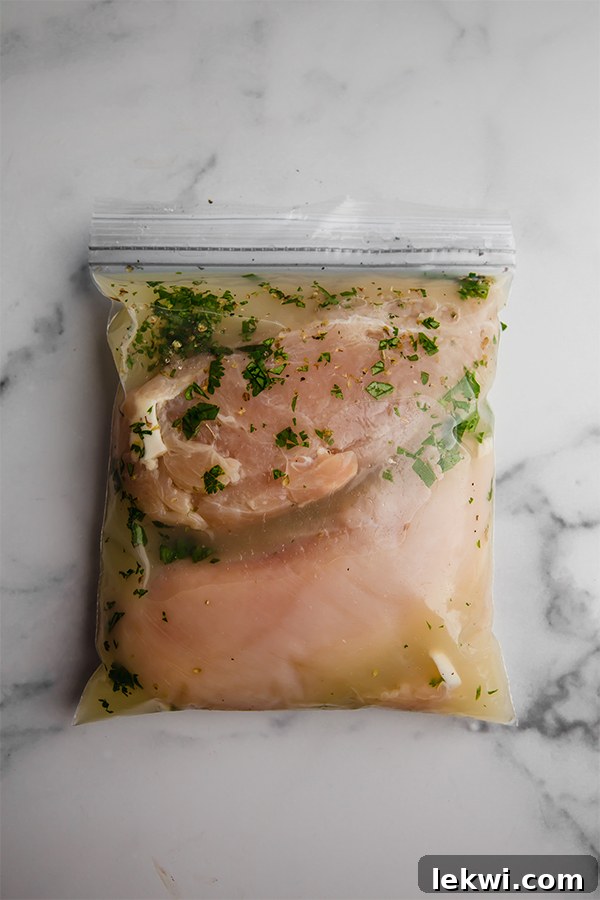 Slow cooker cilantro lime chicken ingredients prepped and stored in a freezer bag for future meal.