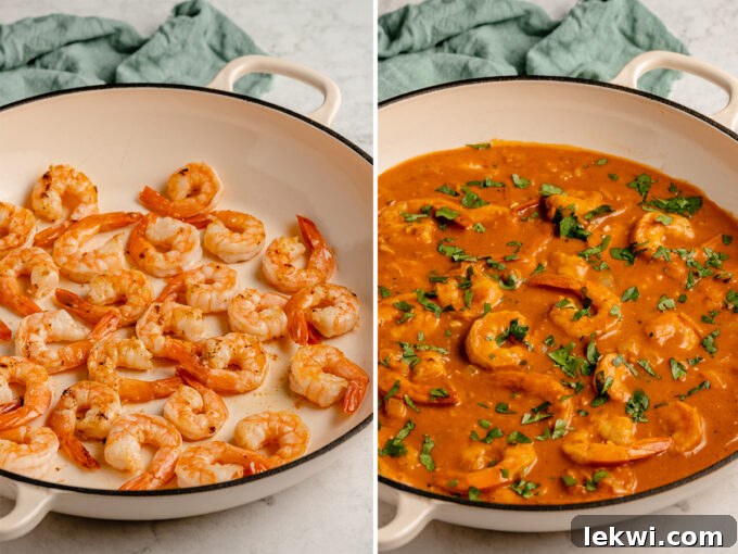 shrimp curry cooking in a pan