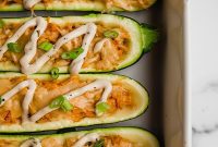 Healthy Buffalo Chicken Stuffed Zucchini Boats Paleo Whole30 AIP