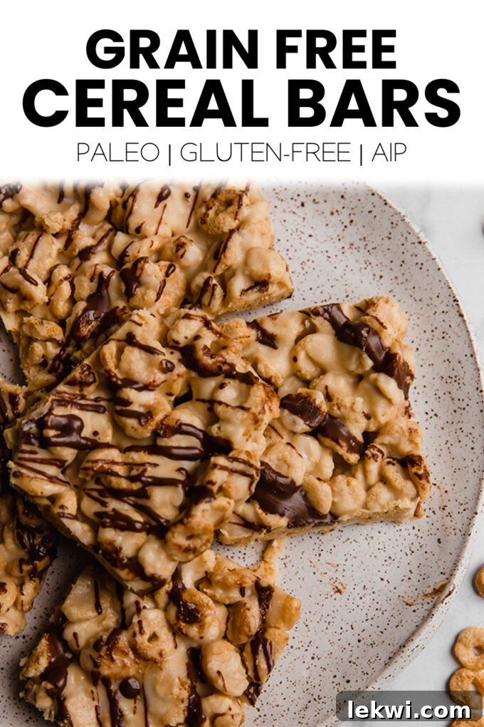 Bars with text "Grain Free Cereal Bars Paleo | Gluten-Free | AIP."