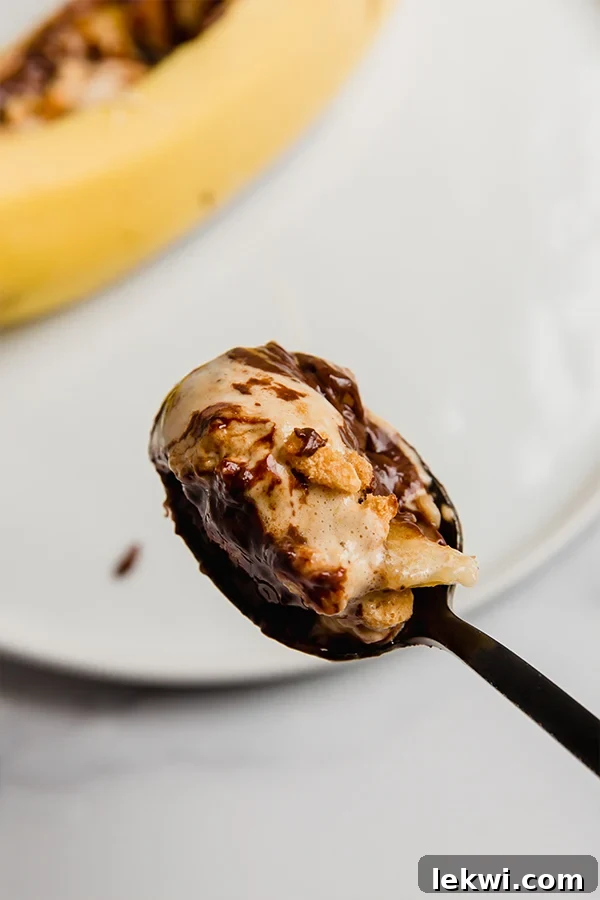 banana smores on a spoon
