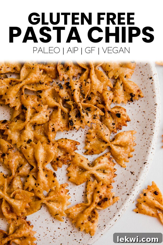 An appetizing spread of gluten-free pasta chips, highlighting their suitability for paleo, AIP, GF, and vegan diets.