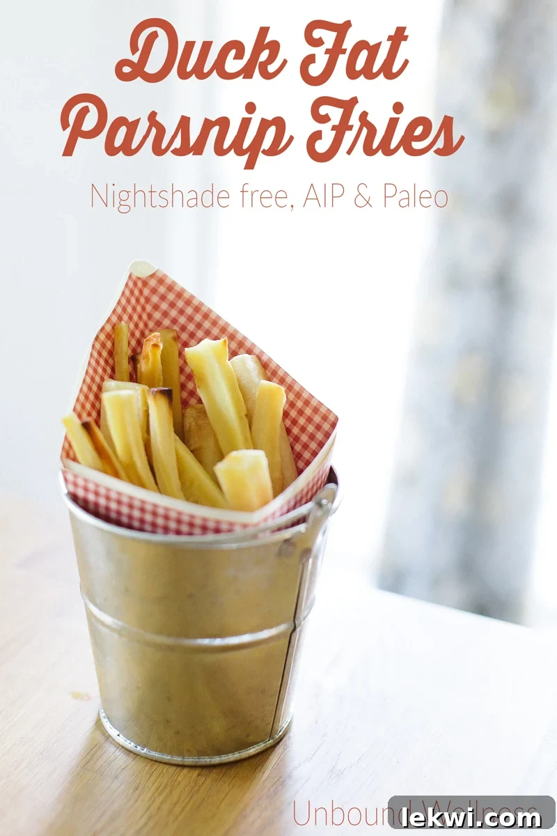 Close-up of crispy Duck Fat Parsnip Fries.