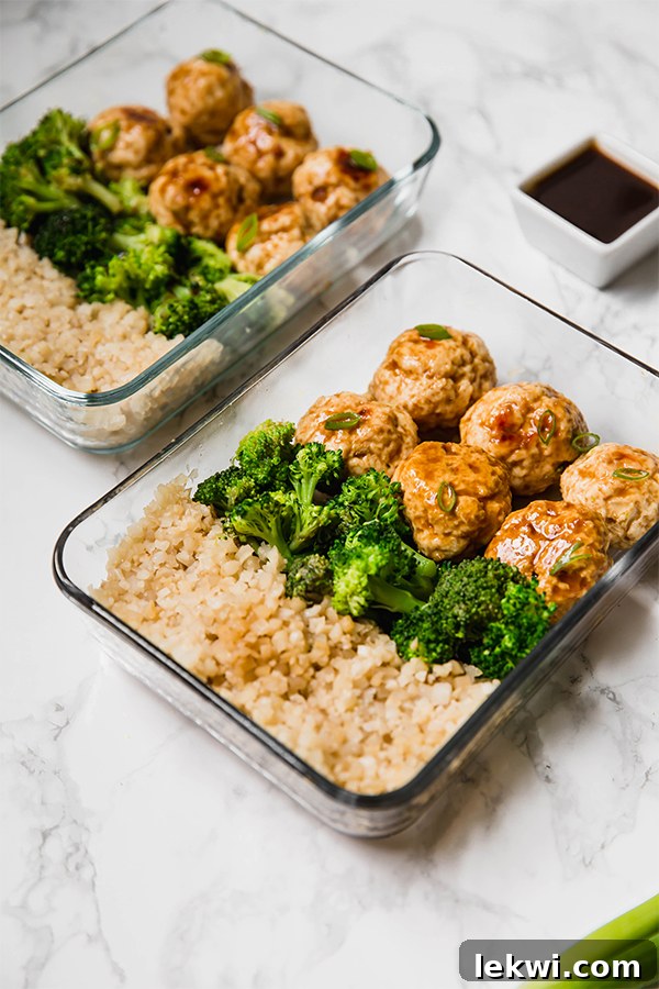 Teriyaki chicken meal prep bowls with vegetables.