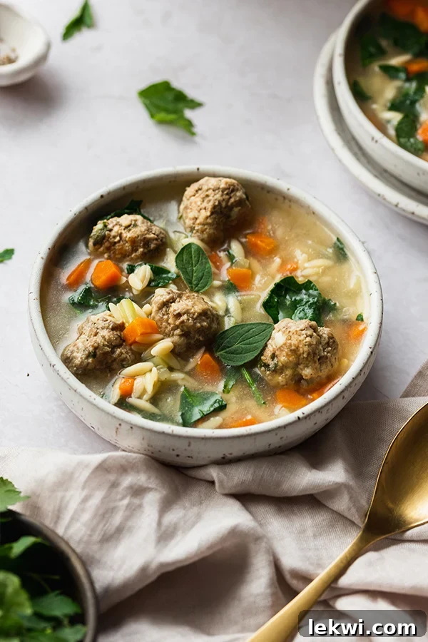 A bowl of Italian Wedding Soup.