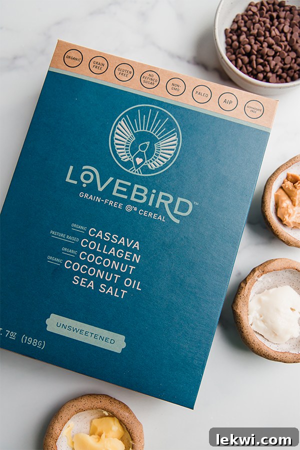 Box of Lovebird grain-free cereal.