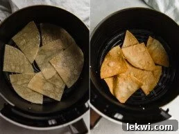 Tortilla pieces in an Air Fryer.