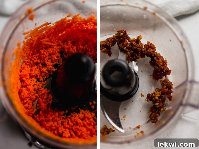 A food processor filled with the blended ingredients for turkey breakfast sausages.