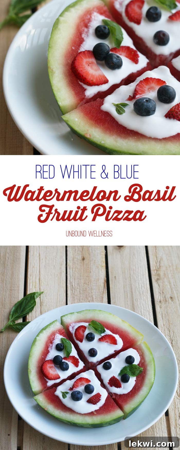 Easy Red, White & Blue Watermelon Fruit Pizza Recipe