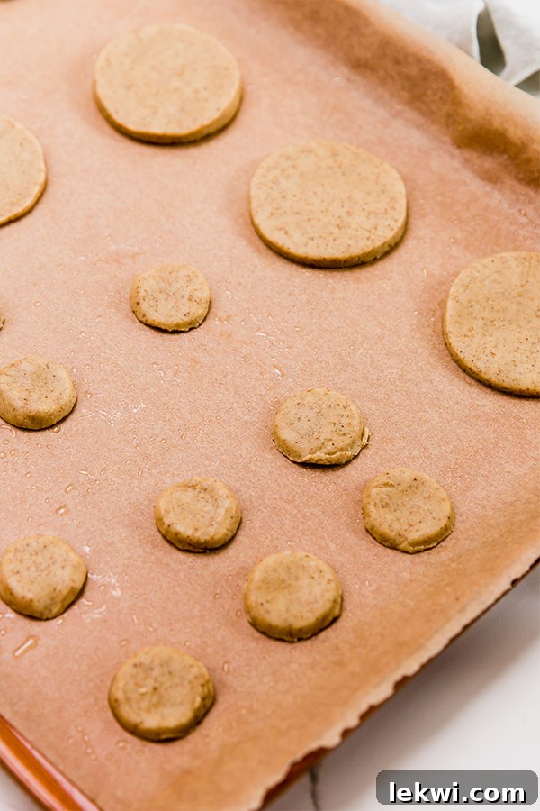 Unbaked cookies on a baking sheet