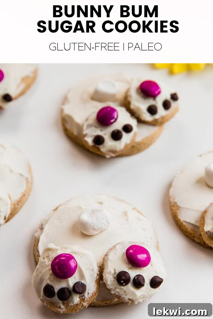 Cookies with text \"Bunny Bum Sugar Cookies Gluten-Free | Paleo.\"
