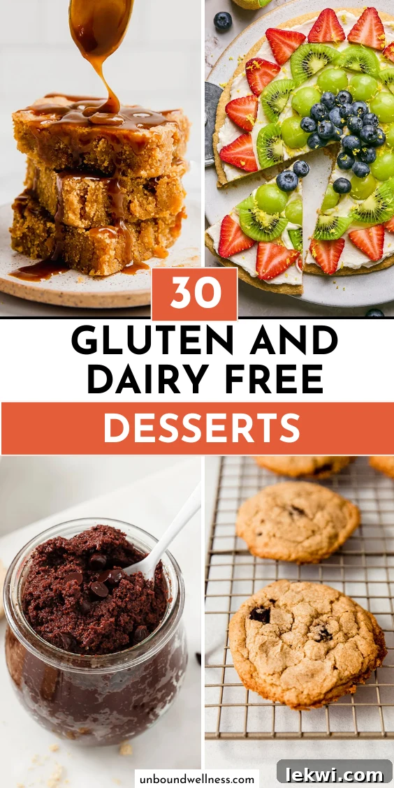 Collage with text "30 Gluten and Dairy Free Desserts."