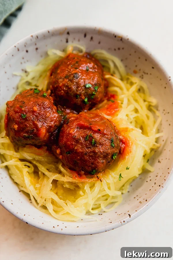 Italian lamb meatballs over spaghetti squash.