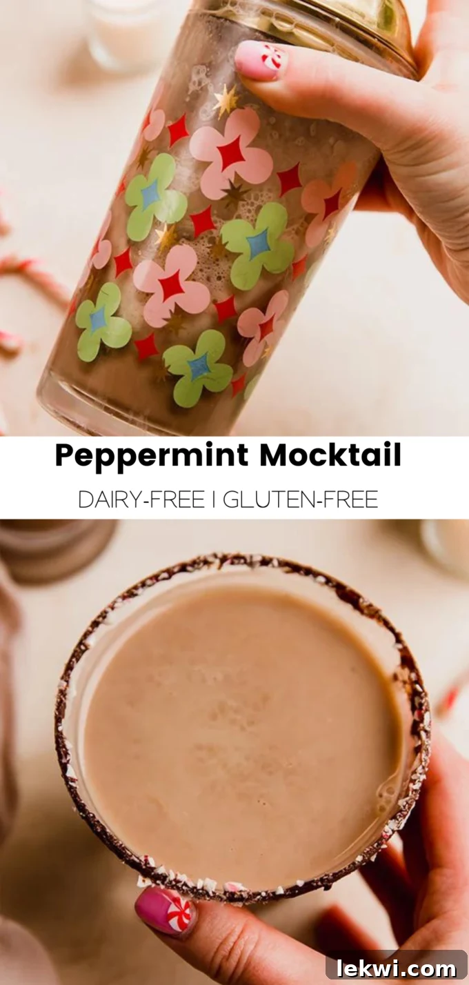 Collage with text "Peppermint Mocktail Dairy-Free | Gluten-Free."