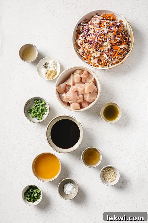 The ingredients for teriyaki chicken skewers