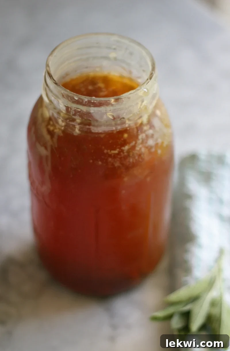 A glass jar of bone broth