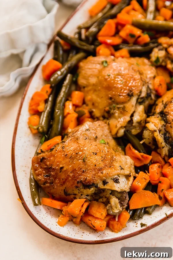 Plate of balsamic chicken with vegetables.