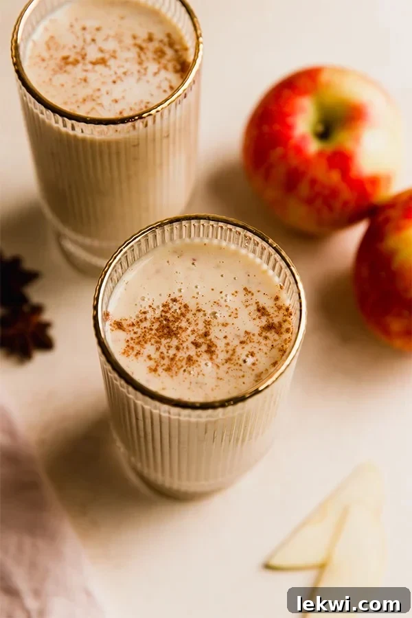 Apple smoothie in a glass.