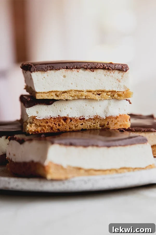 A tempting plate of gluten-free s'mores bars, artfully stacked and ready to be enjoyed.