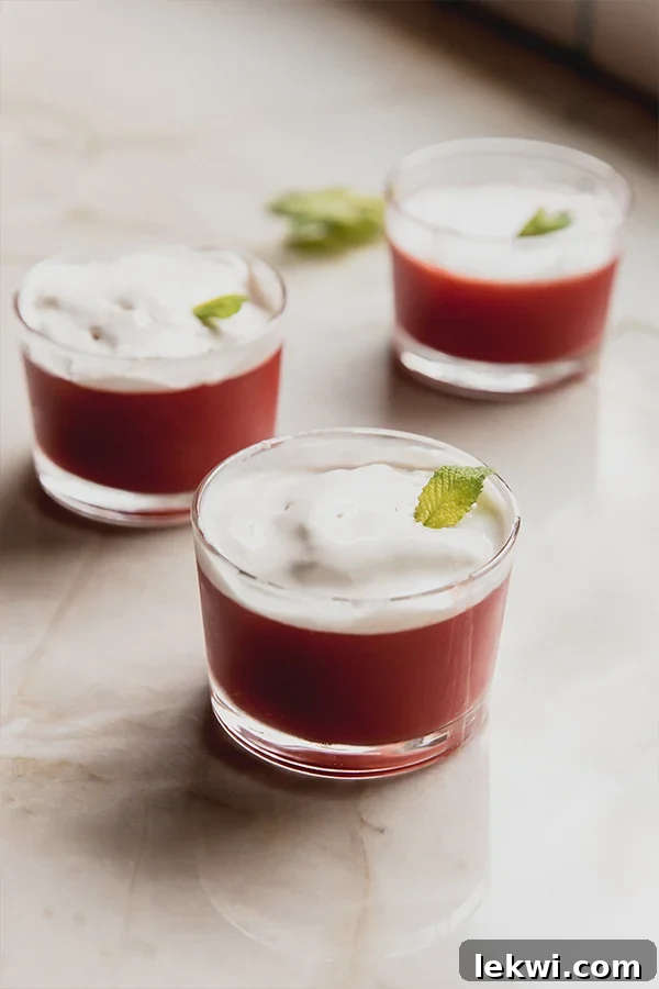 Sicilian watermelon pudding in small glasses.