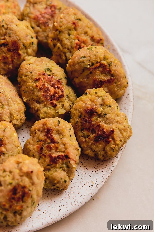 Plate of zucchini chicken nuggets.